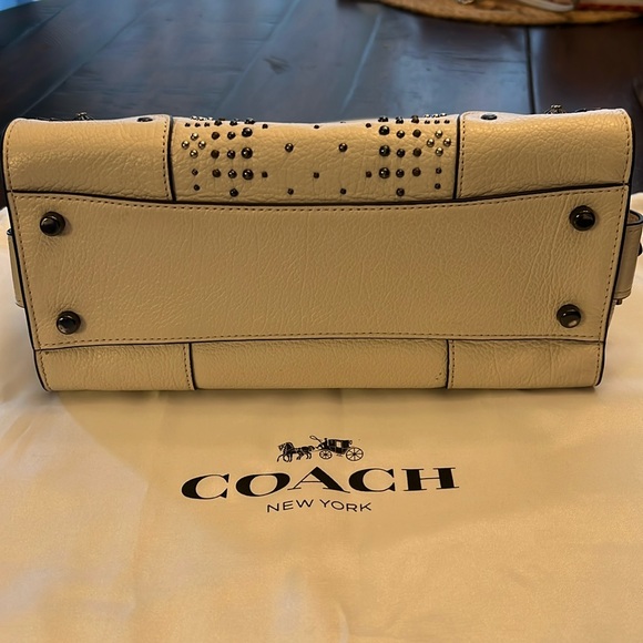 Coach Mercer Satchel 24 Bandana Rivets Chalk F55634 - Picture 10 of 15